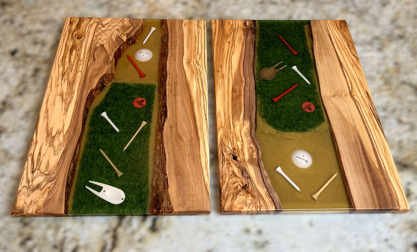 Italian Olivewood & Epoxy River Golf Themed Charcuterie Board 1 of 2