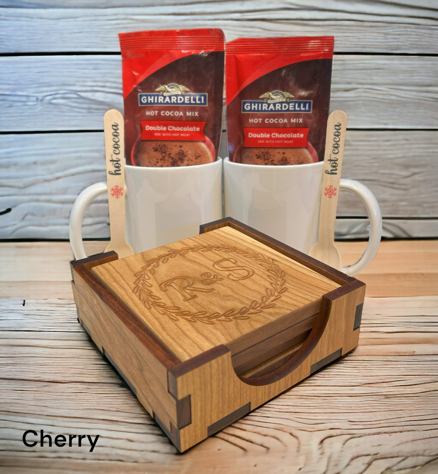 Monogrammed Coaster & Hot Cocoa Set