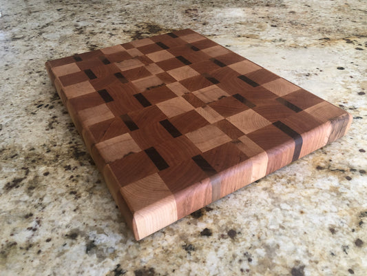 End Grain Cutting Board - Cherry, Maple & Walnut