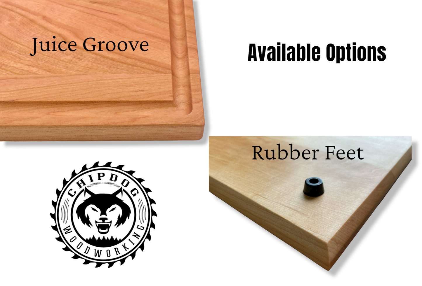 North American Maple Edge Grain Cutting Board with Rubber Feet and Juice  Groove